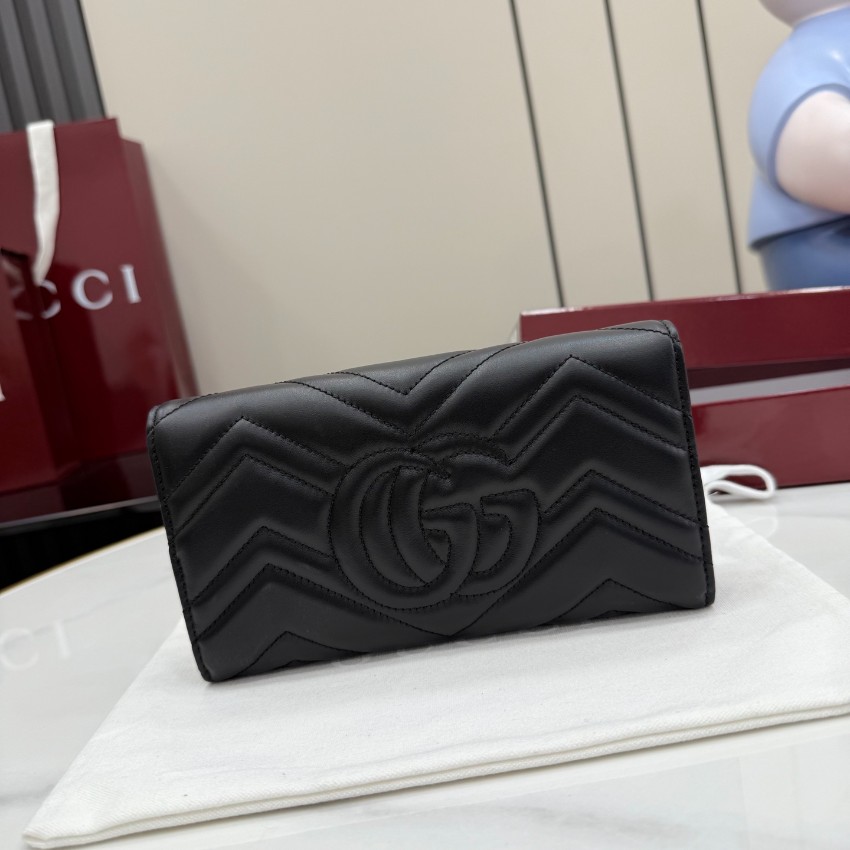 グッチ スーパーコピー GGマーモント フラップ長財布 ブラック レザー レディース 売れ筋 443436_7