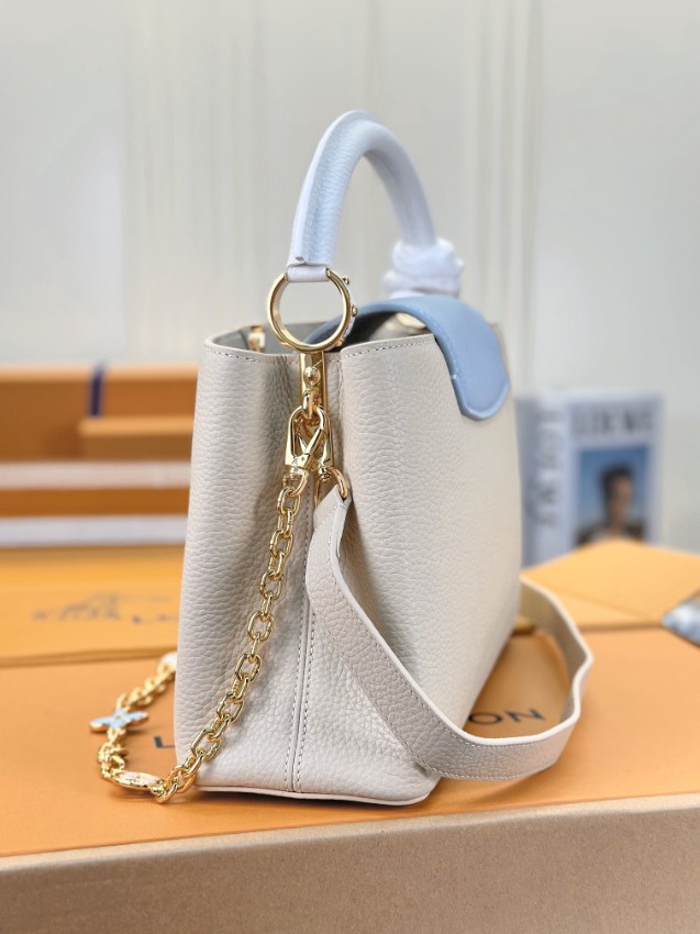 ルイヴィトン コピー カプシーヌ ハンドバッグ バイカラー アイボリー×ブルー 上品配色 M23950_4