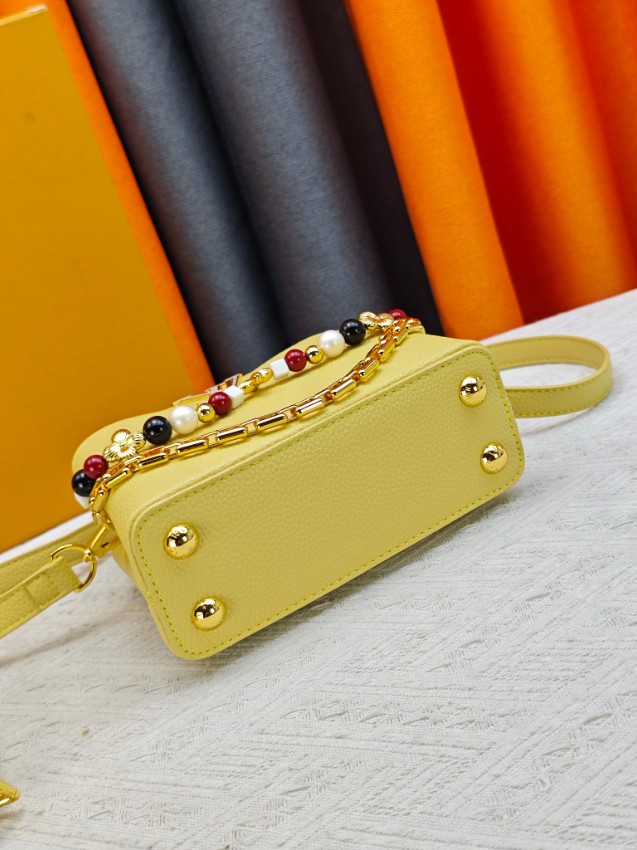 ルイヴィトン ハイブランド カプシーヌ ミニバッグ イエロー ビーズ装飾 ゴールド金具 M28716_5