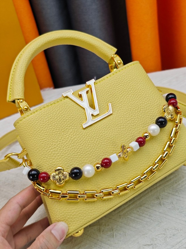 ルイヴィトン ハイブランド カプシーヌ ミニバッグ イエロー ビーズ装飾 ゴールド金具 M28716_9
