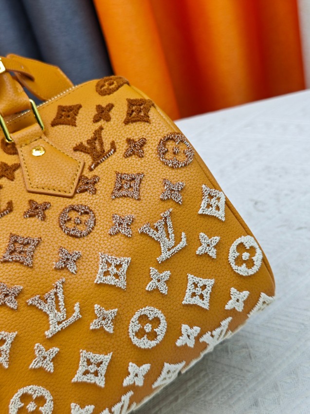ルイヴィトン スーパーコピー スピーディ ハンドバッグ イエロー モノグラム刺繍 コンビデザイン ゴールド金具_6