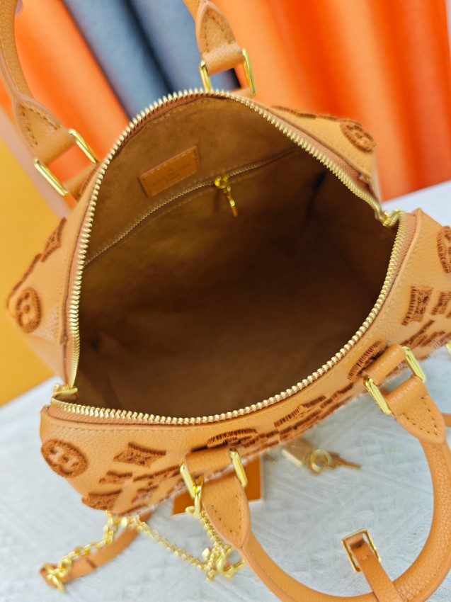 ルイヴィトン スーパーコピー スピーディ ハンドバッグ イエロー モノグラム刺繍 コンビデザイン ゴールド金具_7