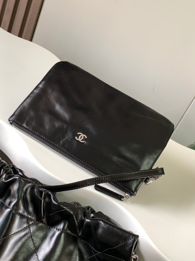 シャネル 並行輸入品 シャネル22 ハンドバッグ ブラックキルティングレザー チェーンショルダー AS3261_2