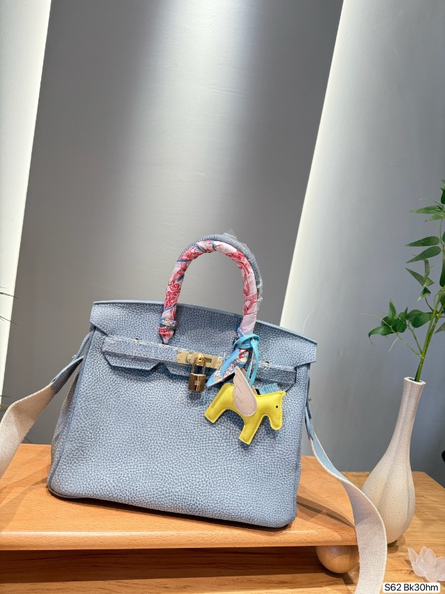 エルメス スーパーコピー バーキン 2WAYミニバッグ ブルー系 シボレザー 上品デザイン_2