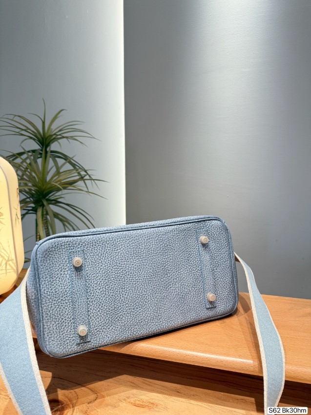 エルメス スーパーコピー バーキン 2WAYミニバッグ ブルー系 シボレザー 上品デザイン_3