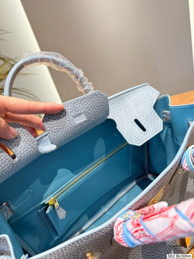 エルメス スーパーコピー バーキン 2WAYミニバッグ ブルー系 シボレザー 上品デザイン_6
