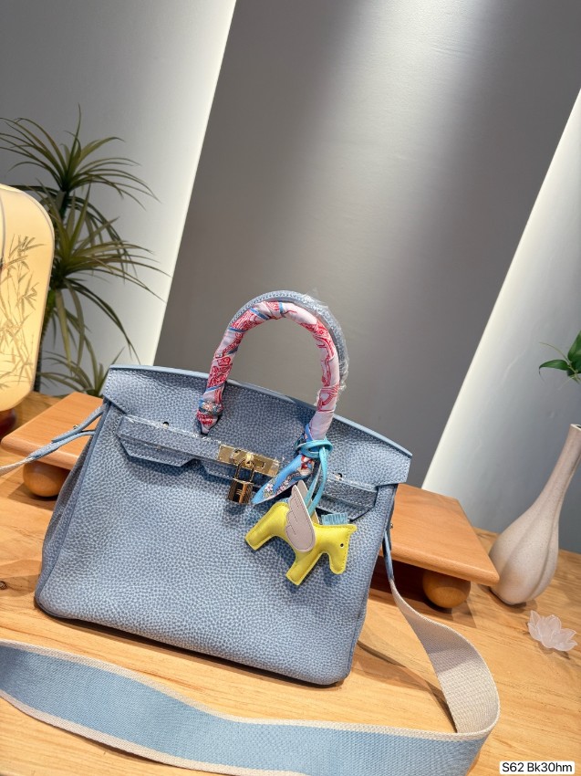 エルメス スーパーコピー バーキン 2WAYミニバッグ ブルー系 シボレザー 上品デザイン_9