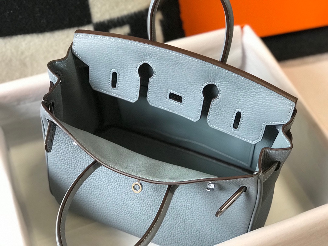 エルメス n級品 バーキン ミニボストンバッグ ブルー系 シボレザー ゴールド金具_6