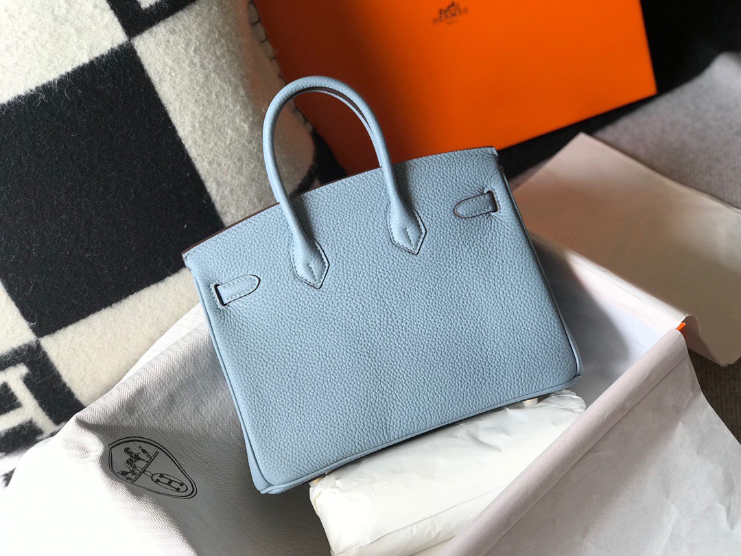 エルメス n級品 バーキン ミニボストンバッグ ブルー系 シボレザー ゴールド金具_8