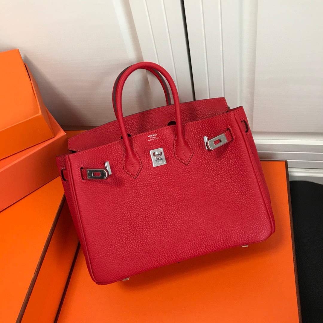 エルメス 並行輸入品 バーキン ハンドバッグ レッド系 シボレザー ゴールド金具 エレガント_4