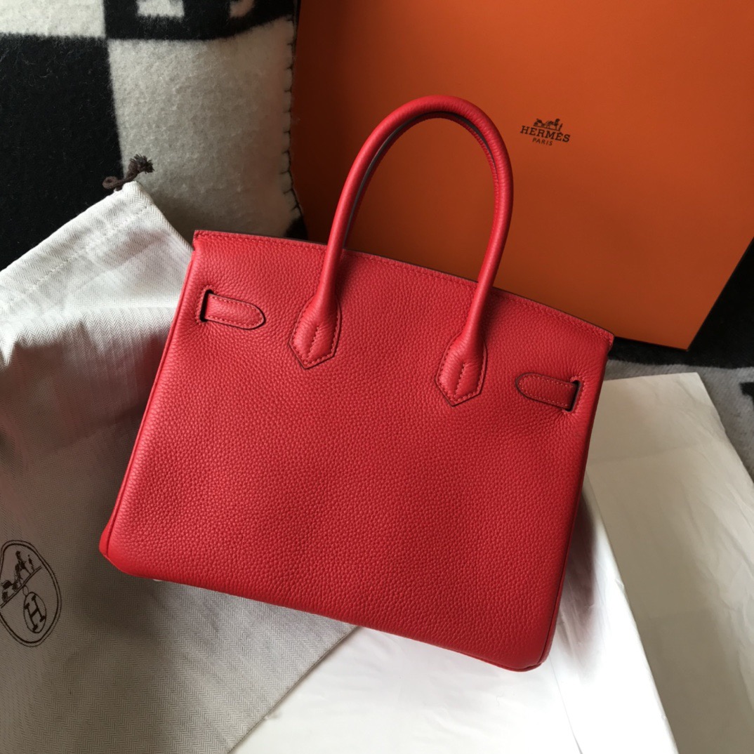 エルメス 並行輸入品 バーキン ハンドバッグ レッド系 シボレザー ゴールド金具 エレガント_9