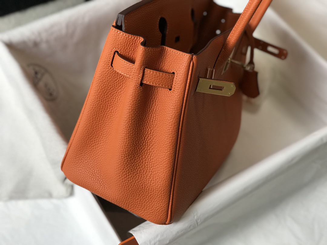 エルメス スーパーコピー 届く バーキン ハンドバッグ オレンジ系 シボレザー ゴールド金具 上質仕上げ_5