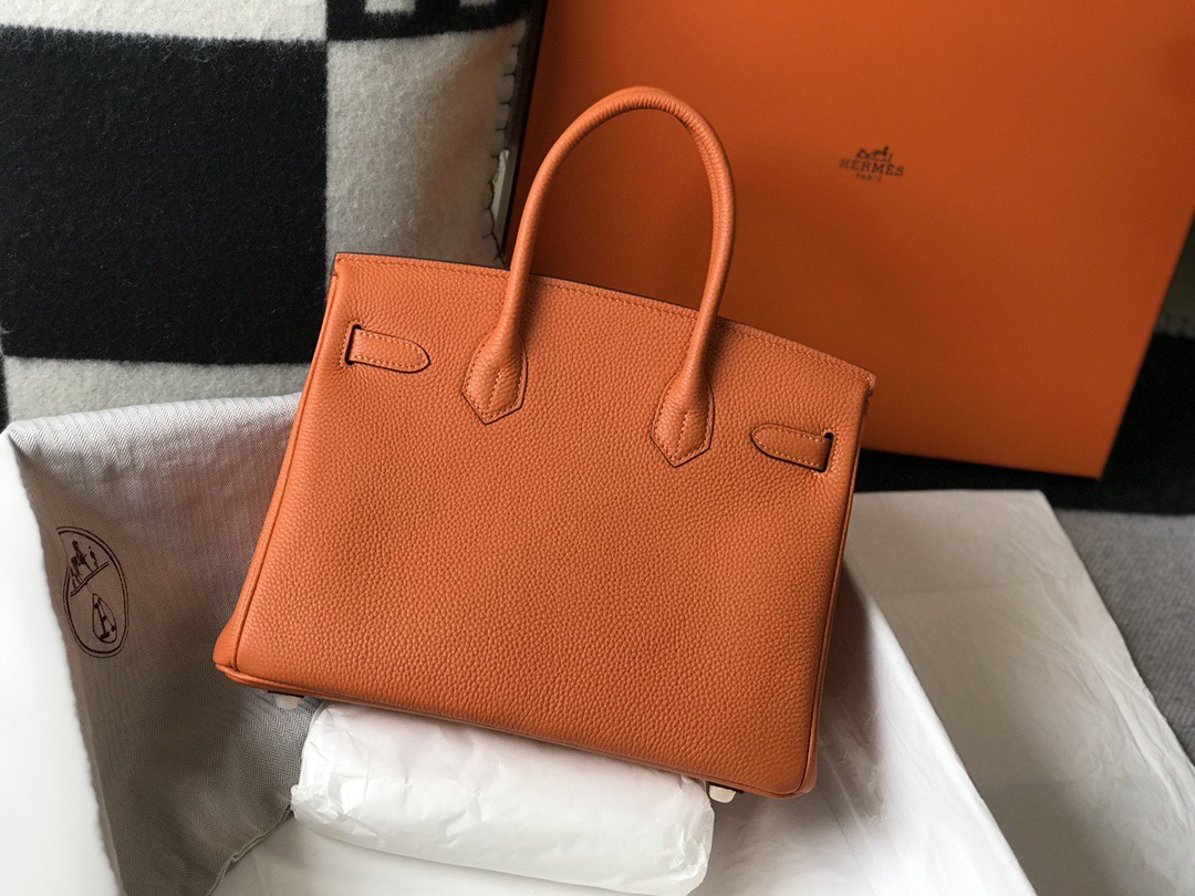 エルメス スーパーコピー 届く バーキン ハンドバッグ オレンジ系 シボレザー ゴールド金具 上質仕上げ_9