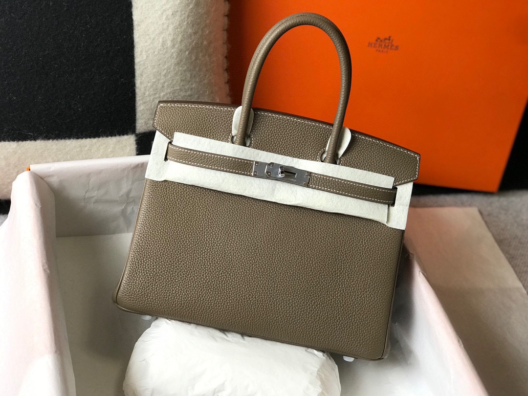 エルメス スーパーコピー バーキン ハンドバッグ グレージュ系 シボレザー ゴールド金具 上品仕様_4
