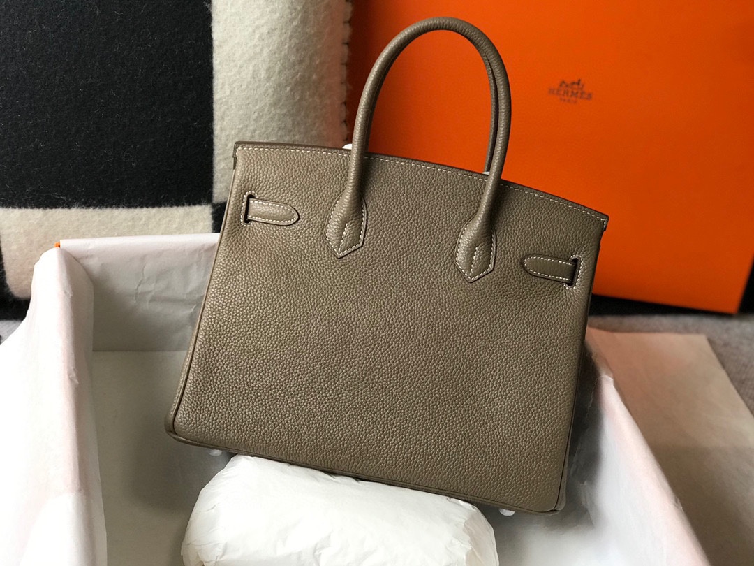 エルメス スーパーコピー バーキン ハンドバッグ グレージュ系 シボレザー ゴールド金具 上品仕様_5