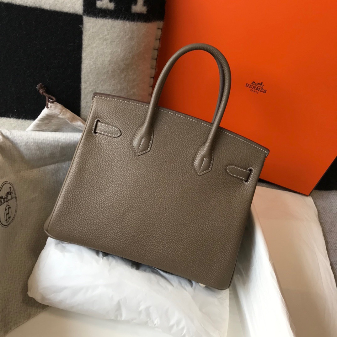 エルメス スーパーコピー バーキン ハンドバッグ グレージュ系 シボレザー ゴールド金具 上品仕様_6