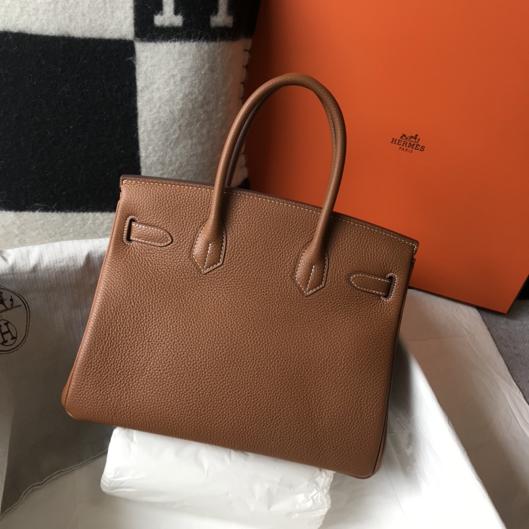 エルメス コピー バーキン ハンドバッグ ブラウン系 シボレザー ゴールド金具 上質仕様_6