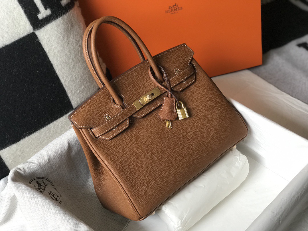 エルメス コピー バーキン ハンドバッグ ブラウン系 シボレザー ゴールド金具 上質仕様_8