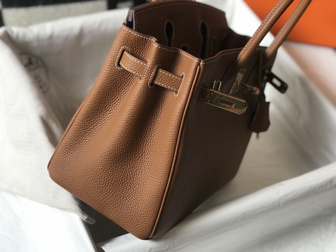 エルメス コピー バーキン ハンドバッグ ブラウン系 シボレザー ゴールド金具 上質仕様_9
