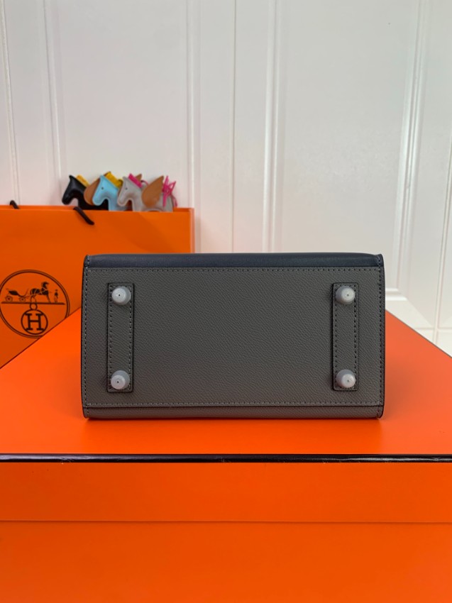 エルメス スーパーコピー バーキン ミニバッグ グレーコンビ クロコ型押し 異素材デザイン 上質仕様_6