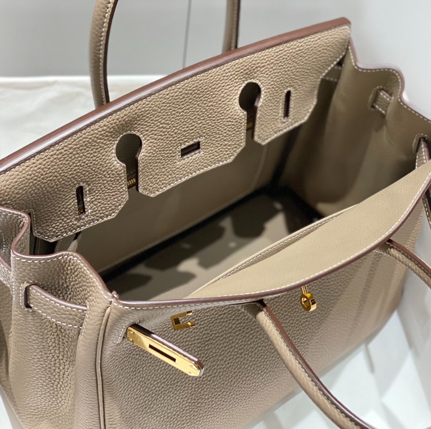 エルメス バーキン コピー ハンドバッグ ベージュ ゴールド金具 トゴ調レザー 上品デザイン_9