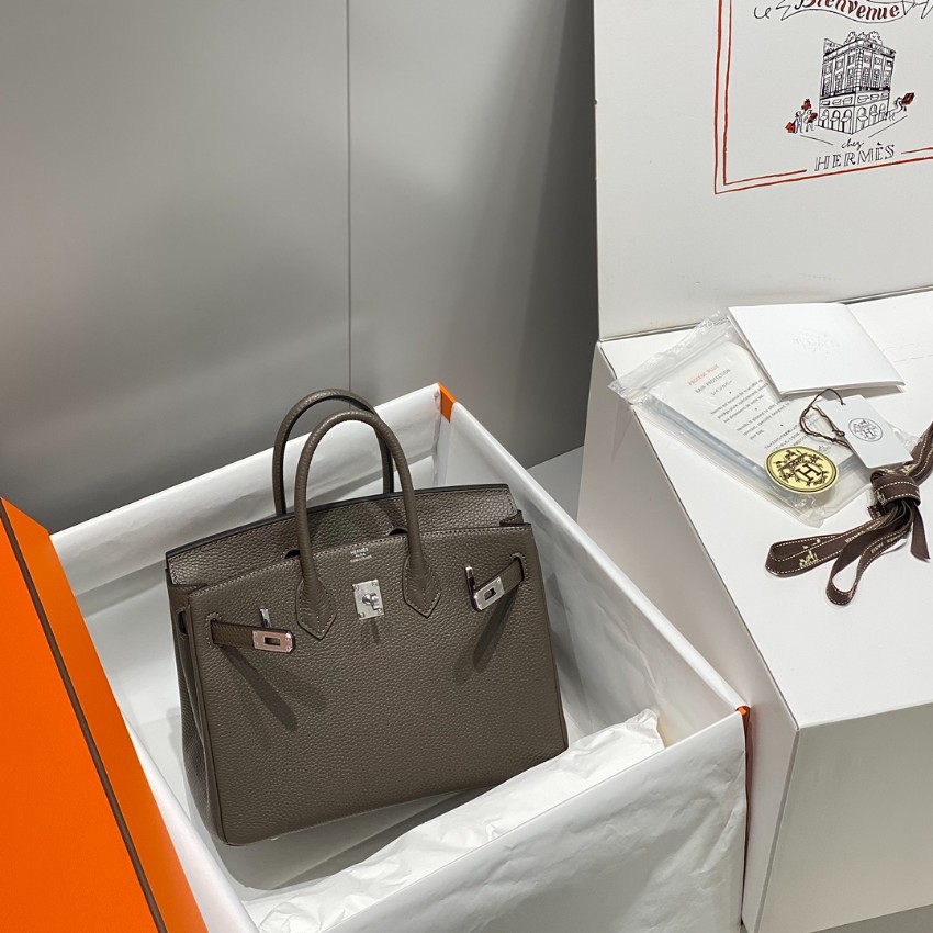 エルメス バーキン ハイブランド ハンドバッグ グレージュ シルバー金具 トゴ調レザー 上質設計_1