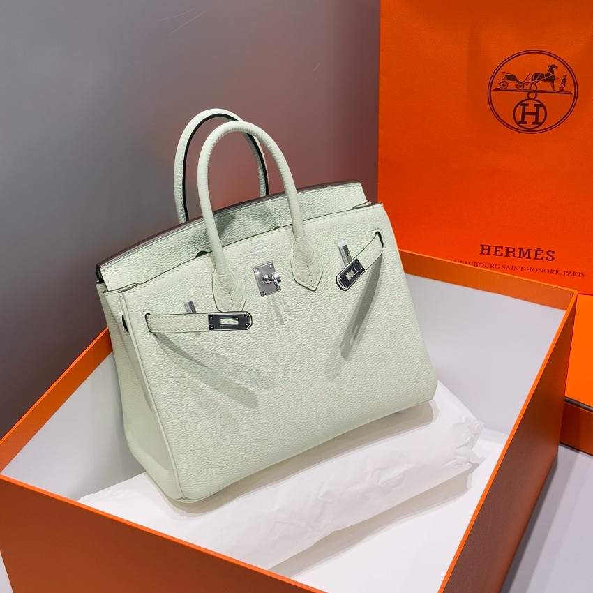 エルメス バーキン スーパーコピー ハンドバッグ ミントホワイト シルバー金具 トゴ調レザー 上品設計_7