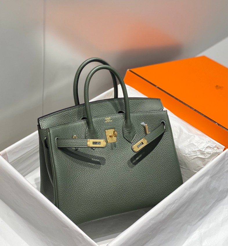 エルメス バーキン スーパーコピー ハンドバッグ ダークグリーン ゴールド金具 トゴ調レザー 上品設計_7