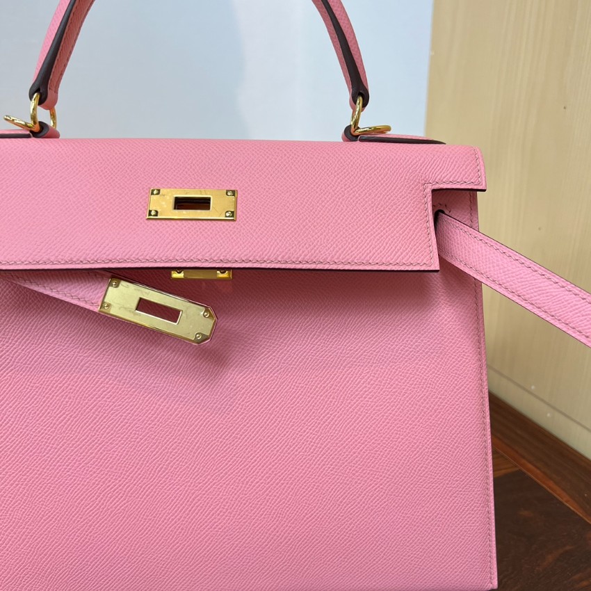 エルメス 並行輸入品 ケリー ハンドバッグ ピンク ゴールド金具 上品レザー仕上げ_1