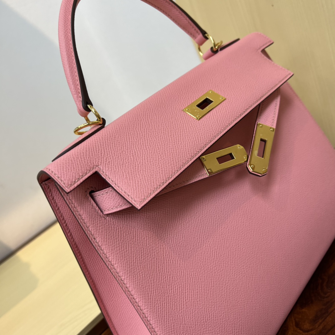 エルメス 並行輸入品 ケリー ハンドバッグ ピンク ゴールド金具 上品レザー仕上げ_8