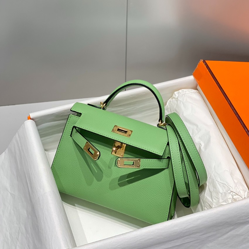 エルメス スーパーコピー ケリー ミニバッグ グリーン ゴールド金具 上質レザー仕上げ_5
