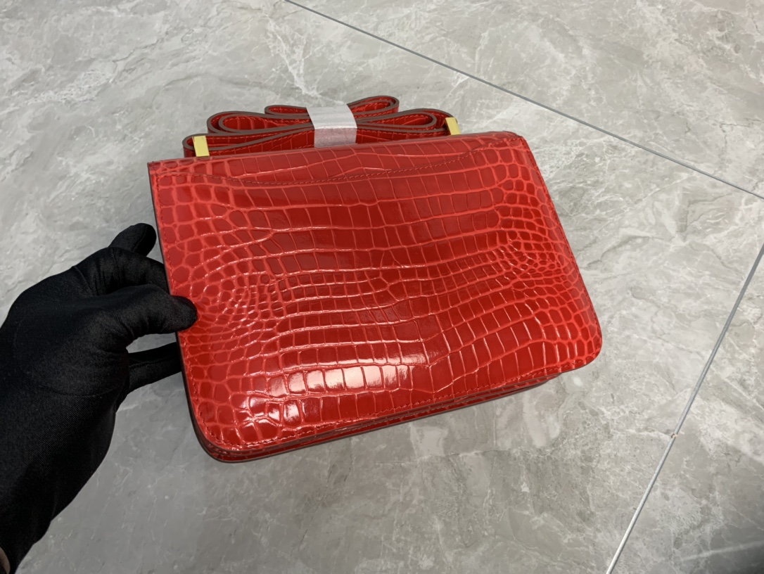 エルメス スーパーコピー コンスタンス クロコ型押しショルダーバッグ レッド ゴールド金具 上質レザー_7