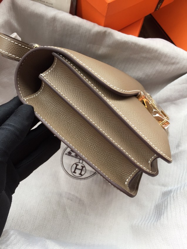 エルメス コピー コンスタンス ハンドバッグ エトゥープ ゴールド金具 上品ステッチ仕上げ_6