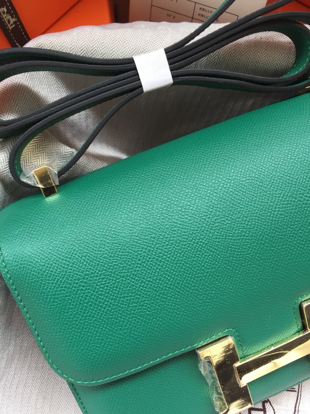 エルメス ハイブランド コンスタンス コンパクトバッグ グリーン ゴールド金具 上質レザー_2