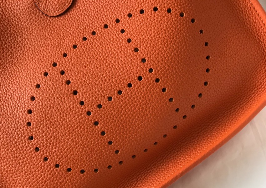 エルメス スーパーコピー エヴリン ショルダーバッグ オレンジ パンチングロゴ 定番デザイン_8
