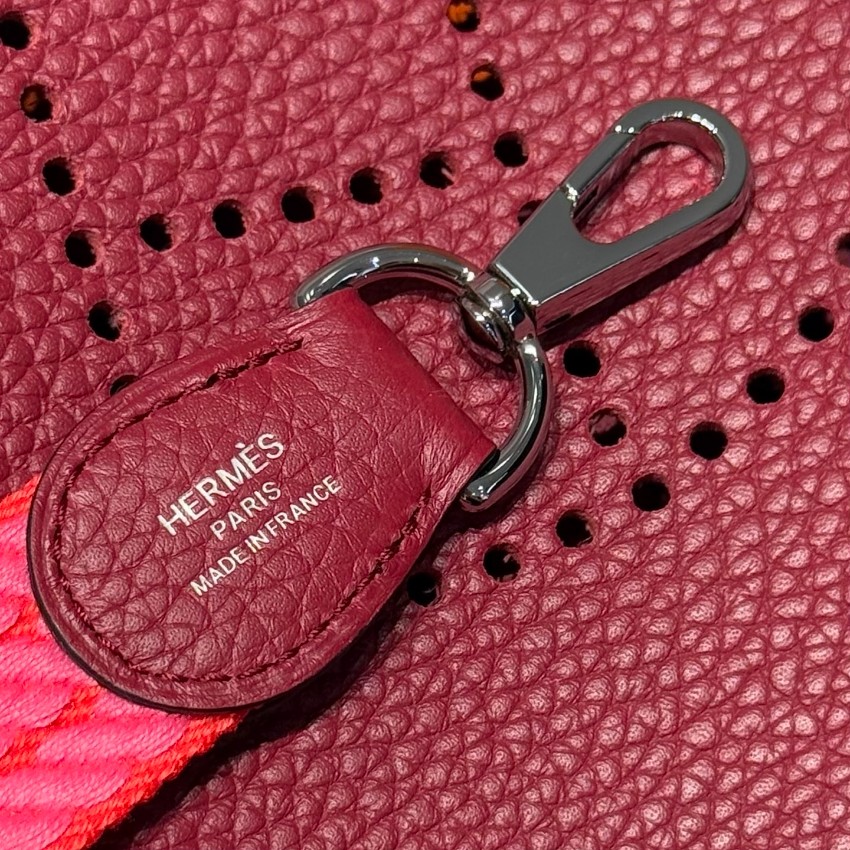エルメス 並行輸入品 エヴリン ミニバッグ レザー レッド系 ピンクストラップ 華やか配色モデル_9