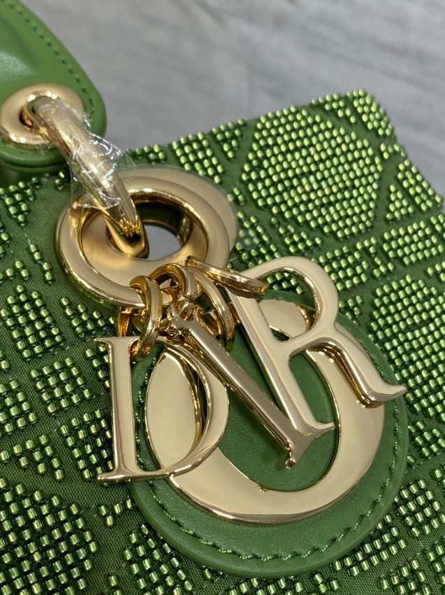 ディオール コピー レディディオール 2WAYミニバッグ グリーン カナージュ刺繍 ゴールド金具 上品デザイン_3