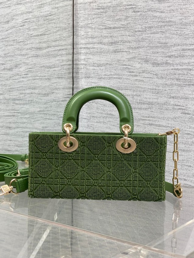 ディオール コピー レディディオール 2WAYミニバッグ グリーン カナージュ刺繍 ゴールド金具 上品デザイン_5