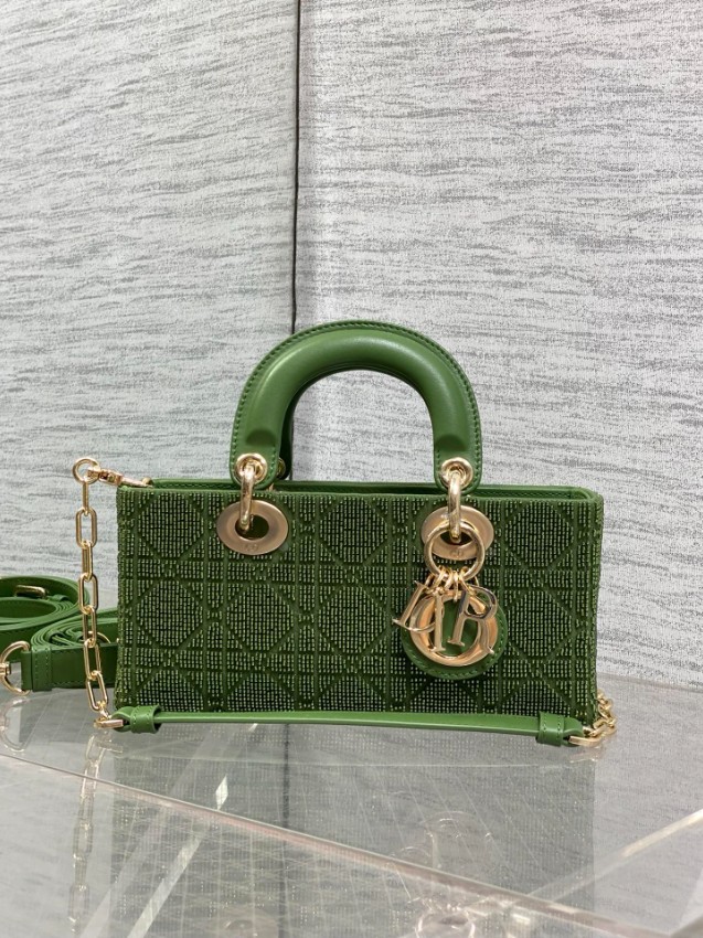 ディオール コピー レディディオール 2WAYミニバッグ グリーン カナージュ刺繍 ゴールド金具 上品デザイン_6