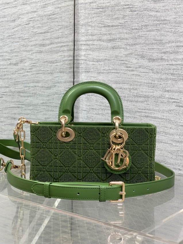 ディオール コピー レディディオール 2WAYミニバッグ グリーン カナージュ刺繍 ゴールド金具 上品デザイン_7
