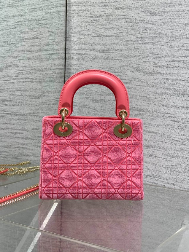 ディオール スーパーコピー レディディオール ミニバッグ ピンク カナージュ刺繍 ゴールド金具 華やかデザイン_5