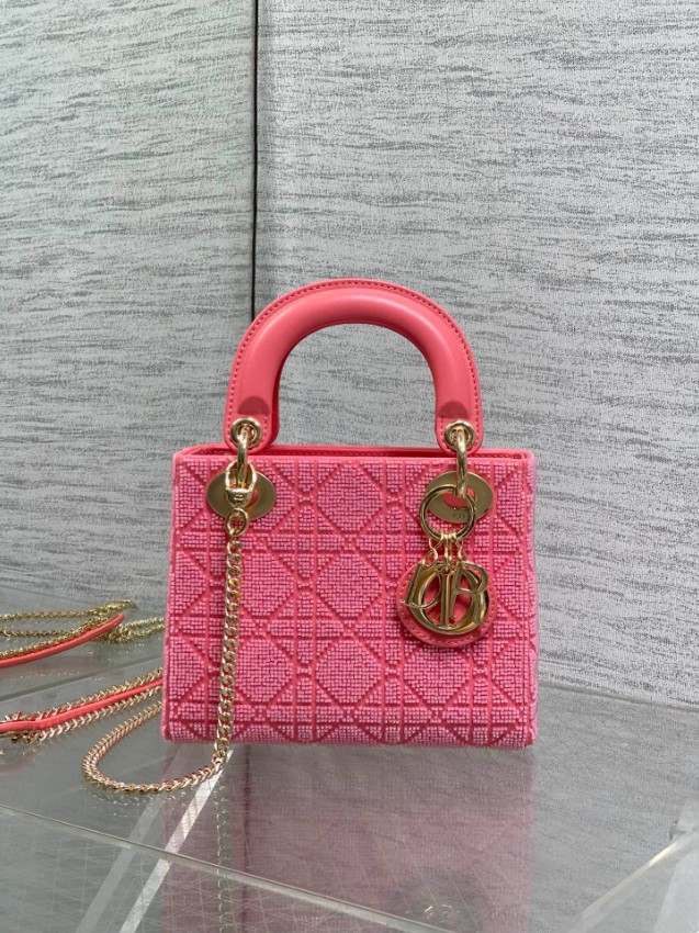 ディオール スーパーコピー レディディオール ミニバッグ ピンク カナージュ刺繍 ゴールド金具 華やかデザイン_6