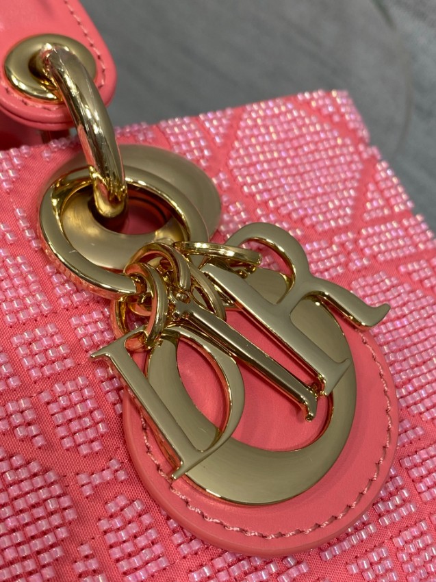 ディオール スーパーコピー レディディオール 2WAYミニバッグ コーラルピンク カナージュ刺繍 ゴールド金具 上品デザイン_2