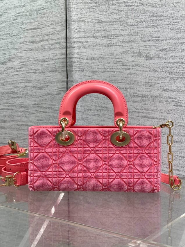 ディオール スーパーコピー レディディオール 2WAYミニバッグ コーラルピンク カナージュ刺繍 ゴールド金具 上品デザイン_6
