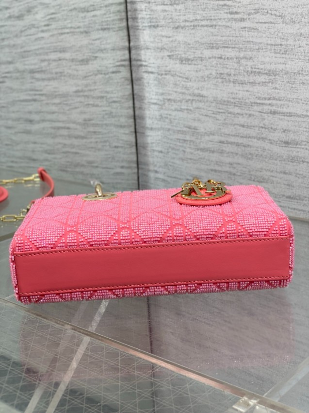 ディオール スーパーコピー レディディオール 2WAYミニバッグ コーラルピンク カナージュ刺繍 ゴールド金具 上品デザイン_7