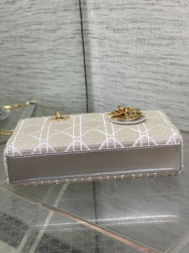 ディオール スーパーコピー レディディオール 2WAYミニバッグ シルバー カナージュ刺繍 ゴールド金具 上品デザイン_4