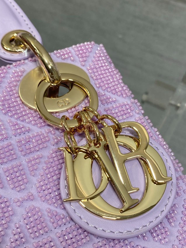 ディオール スーパーコピー レディディオール ミニバッグ ラベンダー カナージュ刺繍 ゴールド金具 フェミニンデザイン_3