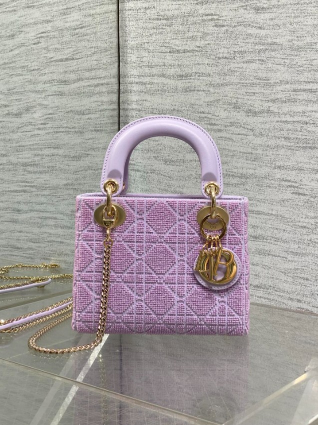 ディオール スーパーコピー レディディオール ミニバッグ ラベンダー カナージュ刺繍 ゴールド金具 フェミニンデザイン_2