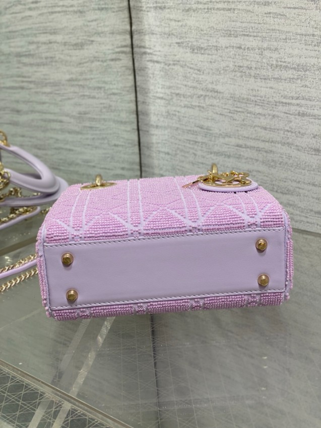 ディオール スーパーコピー レディディオール ミニバッグ ラベンダー カナージュ刺繍 ゴールド金具 フェミニンデザイン_1