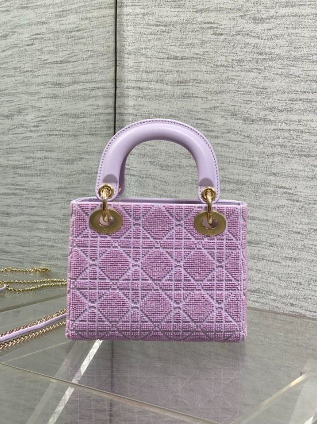 ディオール スーパーコピー レディディオール ミニバッグ ラベンダー カナージュ刺繍 ゴールド金具 フェミニンデザイン_5
